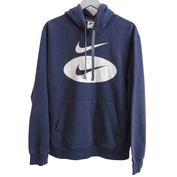 Nike Hoodie Pullover Swoosh League Fleece Navy Sz M - Picture 1 of 5